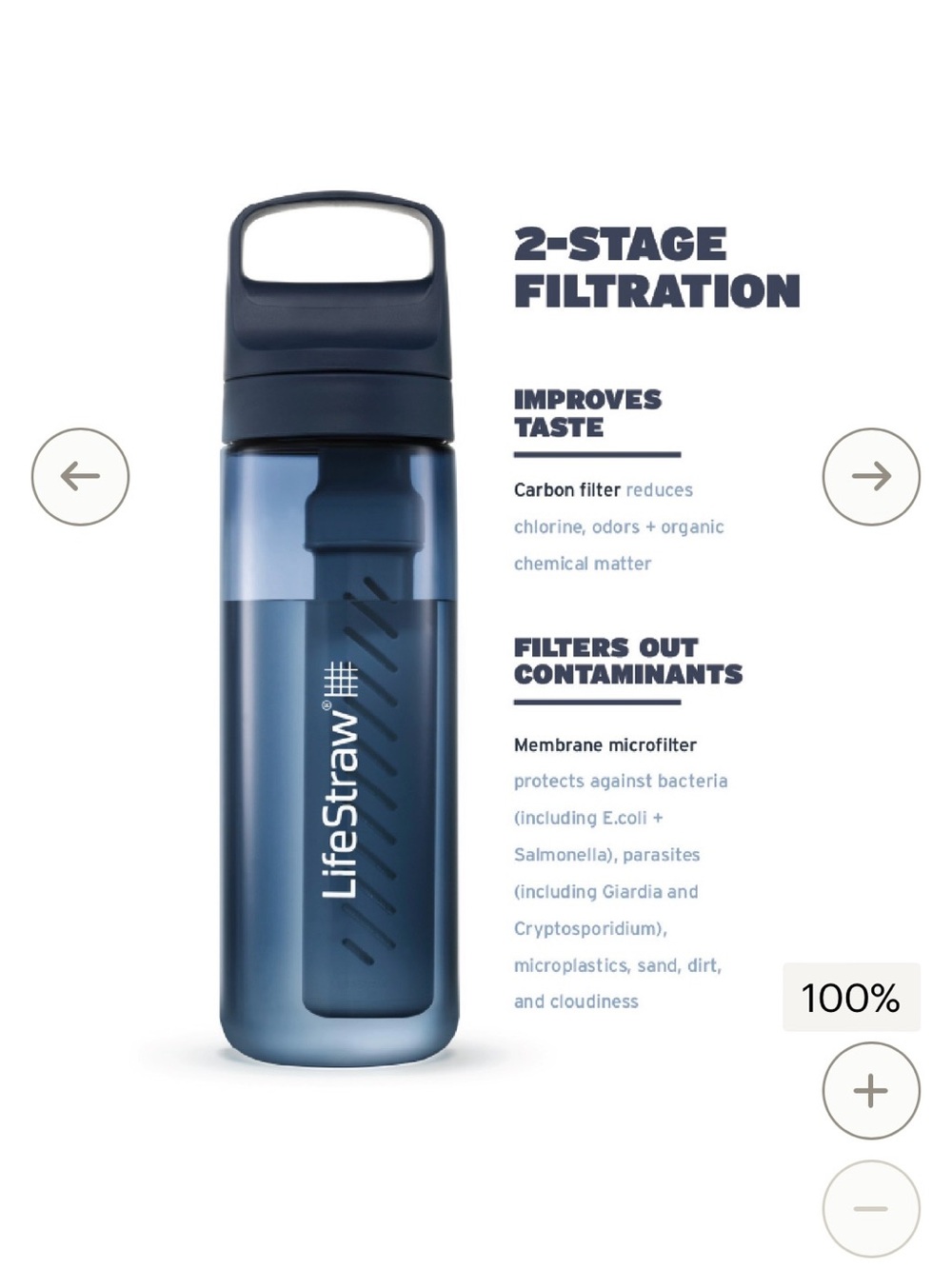 LifeStraw Go Series 1L Water Filter Bottle NWT - Picture 3 of 9